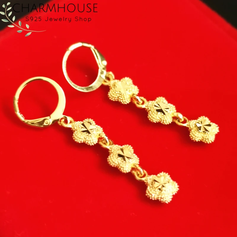 

Gold Color Flowers Long Tassel Charm Earrings for Women Brincos Femme Pendientes Mujer Trendy Jewelry Accessories Gifts