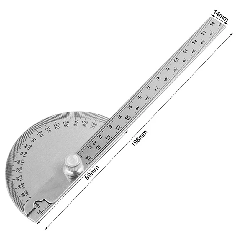 14,5 cm 180 Grad Einstellbar Winkelmesser Multifunktions Edelstahl Roundhead Winkel Lineal Mathematik Messung Werkzeug