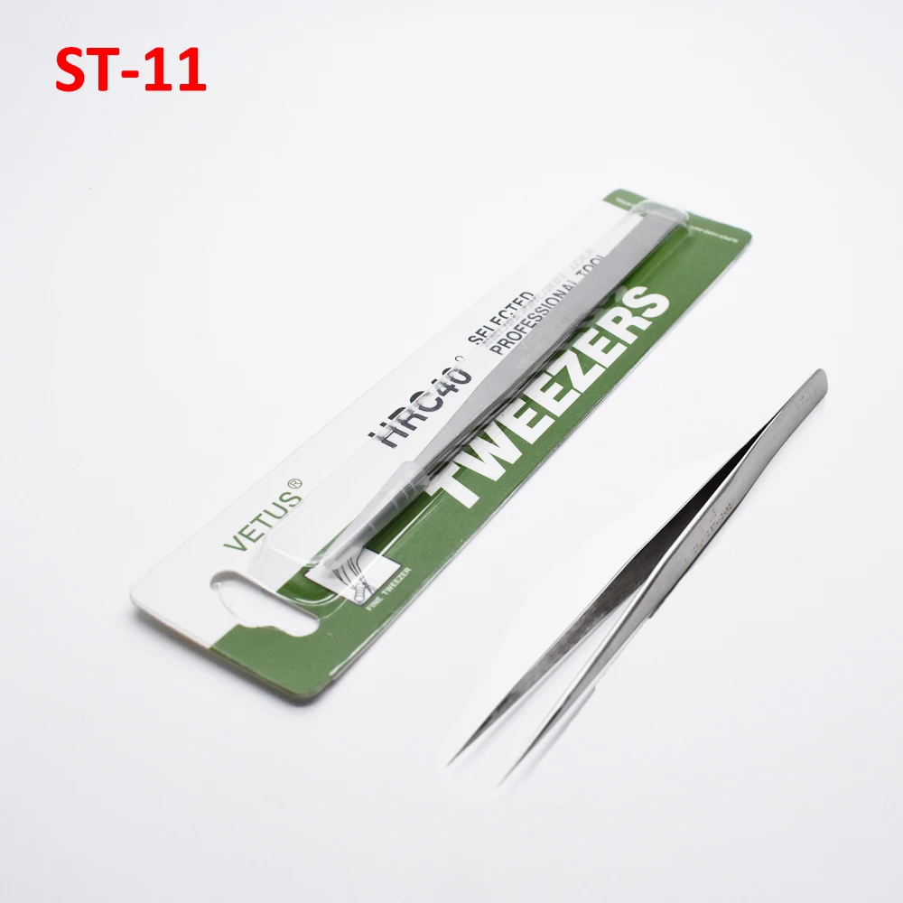 New 1pcs Precision Stainless Steel Tweezers Diy Vetus Switzerland Tweezers Herramientas Repair Tools ST-11