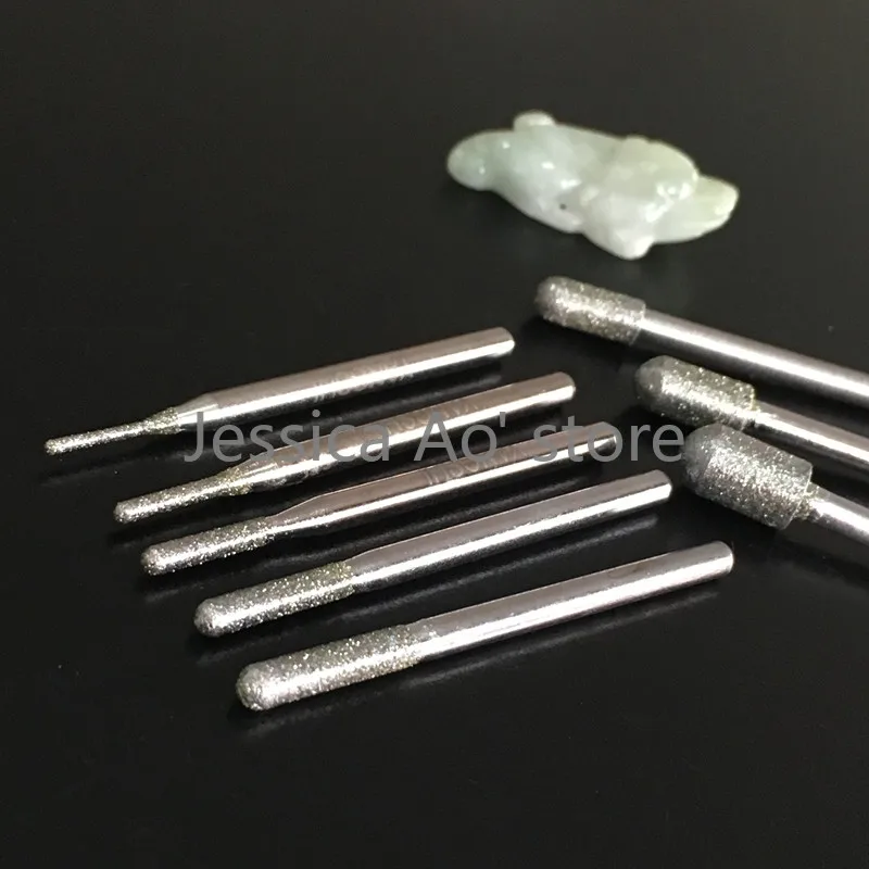 16 pz 1-6mm cilindro a testa tonda utensili abrasivi diamante CBN rettifica ago smerigliatrice angolare punte di lucidatura intaglio di giada in metallo