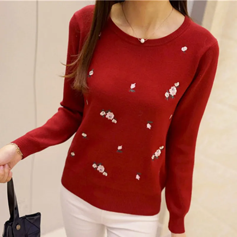 2024 Autumn Sweater Women Embroidery Knitted Winter Women Sweater And Pullover Female Tricot Jersey Jumper Pull Femme