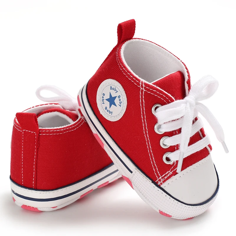 Canvas-Turnschuhe für Babys, Jungen und Mädchen, Lauflernschuhe für Kleinkinder, rutschfest, weiche Sohle, klassische Schuhe für Neugeborene, 0–18 Monate – Detail 35