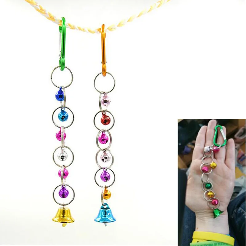 1Pc Parrot Bite Toy Bird Ring Bell Parrot Hanging Swing Chain Toy Parakeet Chew Swings Toy with Hanging Bells Bird Accessories