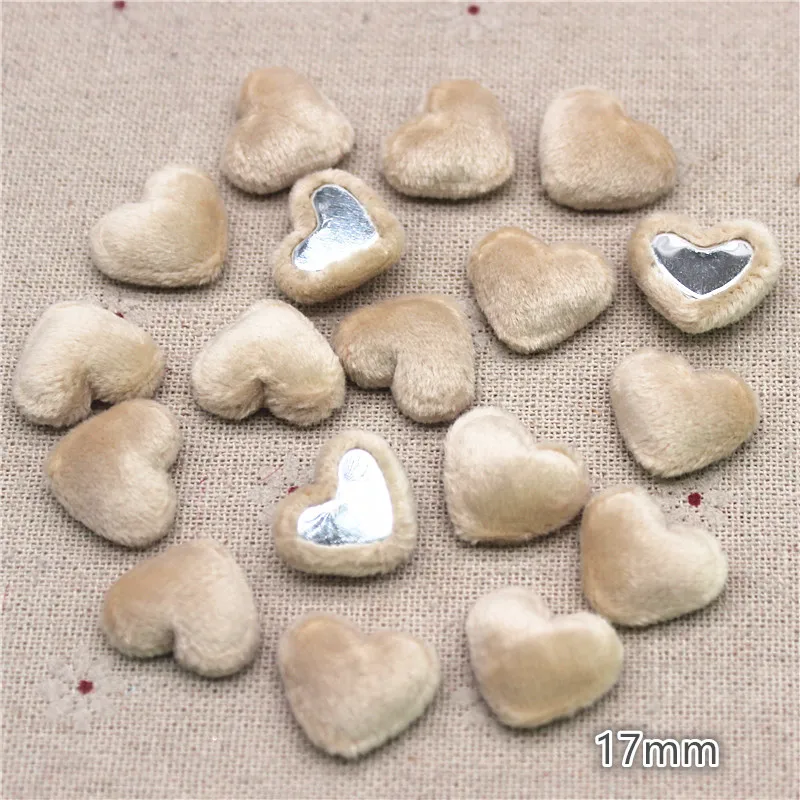 50pcs Cute Flannel Fabric Covered Heart Buttons Home Garden Flatback Cabochon Crafts Scrapbooking DIY,15*17mm