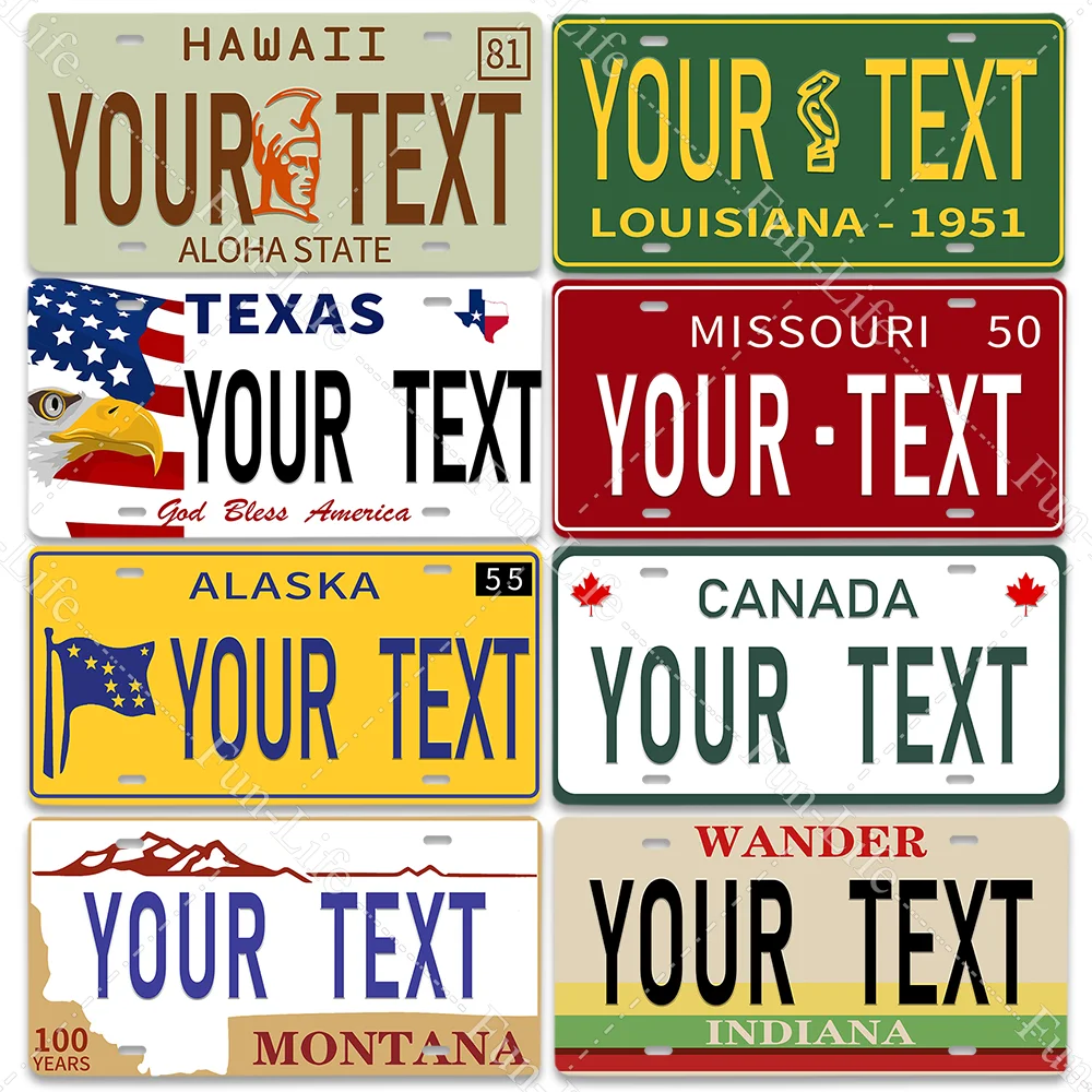 New Your Text Custom Plate Poster Vintage Home Decor Retro Metal Tin Signs Pub Car Garage Wall Art Home Decor 15x30cm