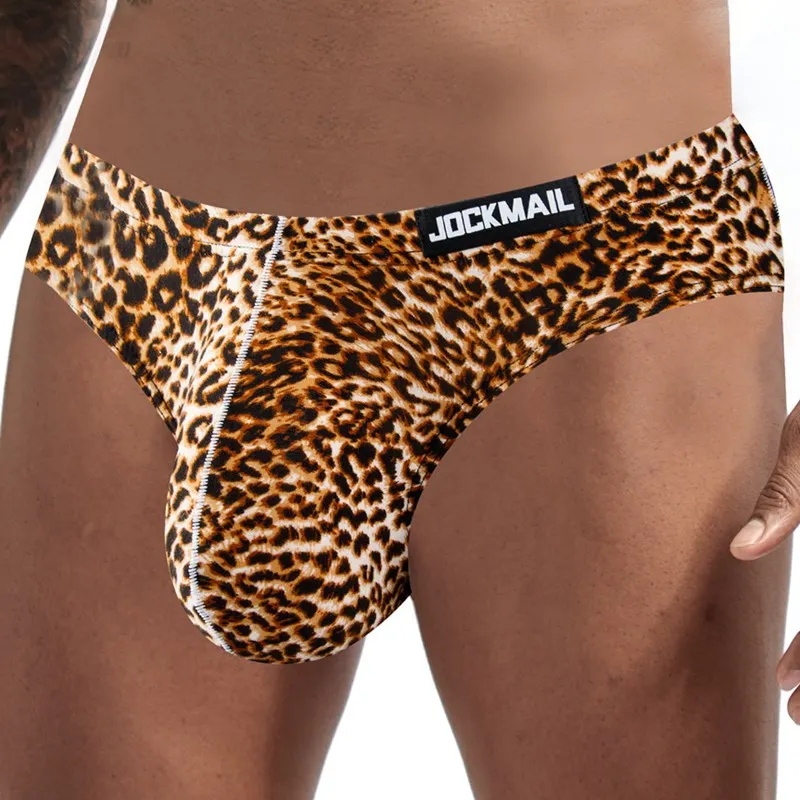 JOCKMAIL leopard print men\'s brief underwear low waist large size boxer briefs Soft and breathable Trunks shorts