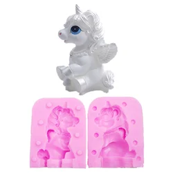 3D Unicorn Silicone Mold Cupcake Fondant Molds For Baking Unicorn Baby Birthday Cake Decorating Tools Candy Chocolate Mould