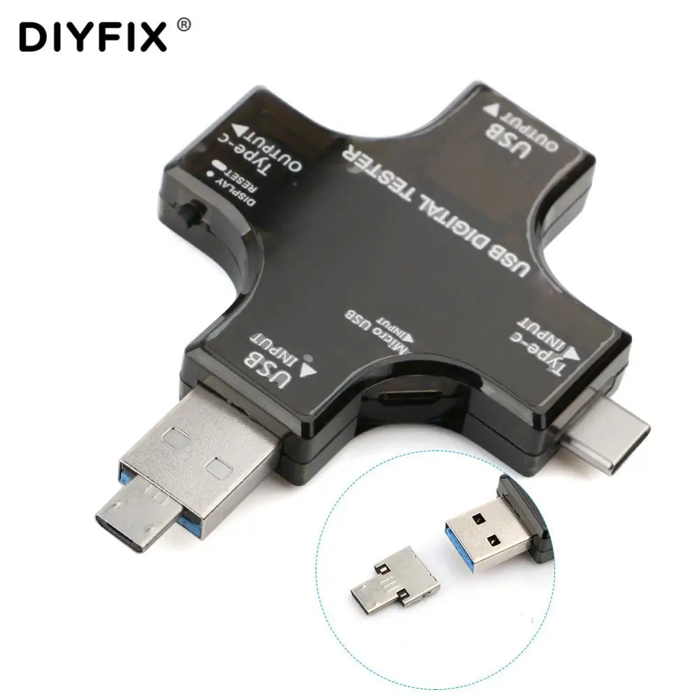 Pd USB Tipe C Digital Tester DC Voltmeter Digital Tegangan Meter Amp Pengukur Amper Detector QC3.0 Power Bank Charger Indikator