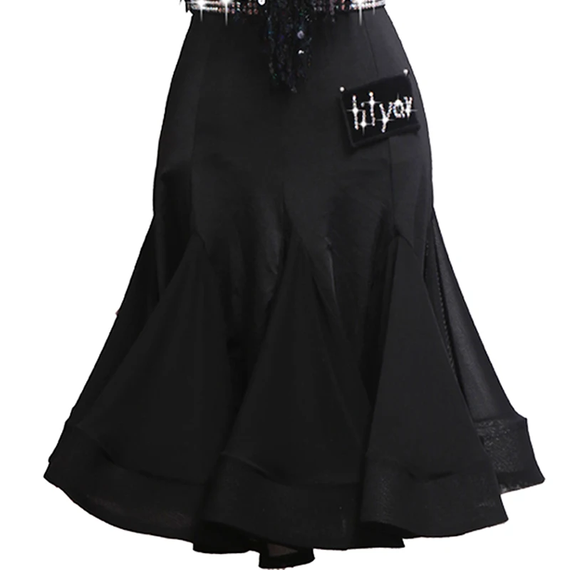 Latin Dance Dress Latin Skirt Competition Dress Costumes Performing Dress Adult Customize Children Black Fishbone Skirt Slim Fit