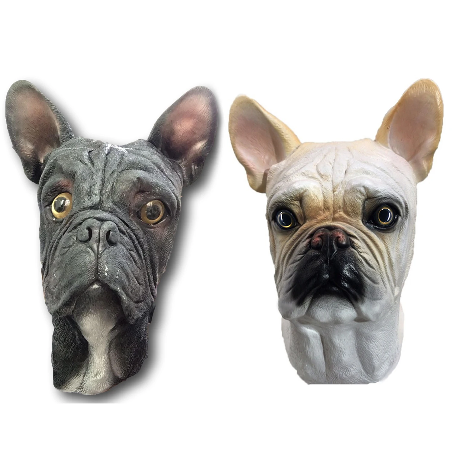 French Bulldog Mask Full Head Deluxe Latex Dog Animal Masks Fancy Dress Costume