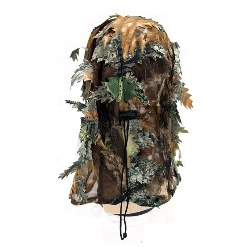 Airsoft Mask 3D Leaf Blind Mask Outdoor Multi-Functional Camping Hunting Bionic Camouflage Headgear CS Cover Equipment Leaf Mask