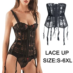 Women Steampunk Corset Gothic Plus Size Sexy Corsets Lace Up Boned Underbust Bustier Waist Trainer Cincher Body Shaper Corselet