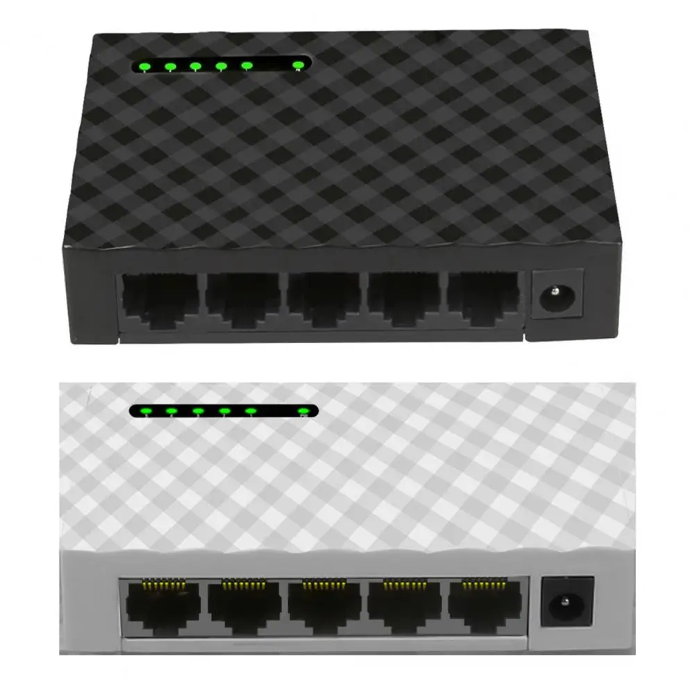 5 Port Ethernet Switch Fast Transmission Portable US/EU Plug 10/100/1000Mbps RJ45 Network Switch Hub for Dorm Office