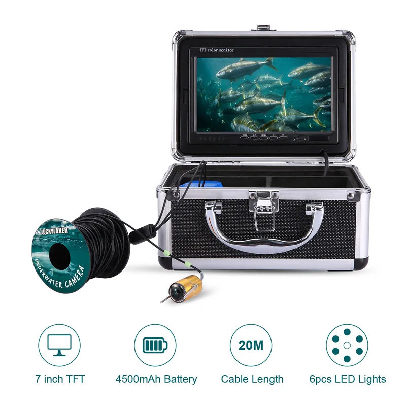 LUCKYLAKER-Video Fish Finder Camera Kit  LCD Monitor Winter Underwater  Ice Fishing, Manual Backlight Boy's Gift 7 Inch