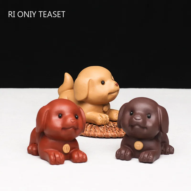 

Chinese Handmade Purple Clay Sculpture Tea Pet Zodiac Dog Statue Ornaments Tea Figurine Desktop Crafts Tea Set Decoration Gifts