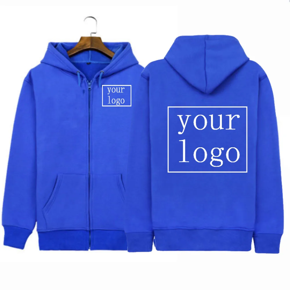 Customize Your Logo Men Women Zipper Sweater 2022 Jacket Coat Hooded Sweater Long-Sleeved Hoodie Funny Pattern Solid Color