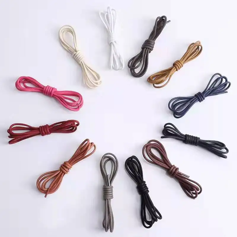 1Pair Waxed Cotton Round Shoe laces Leather Waterproof ShoeLaces Martin Boots Shoelace Sports Shoestring 60/80/100/120/140CM