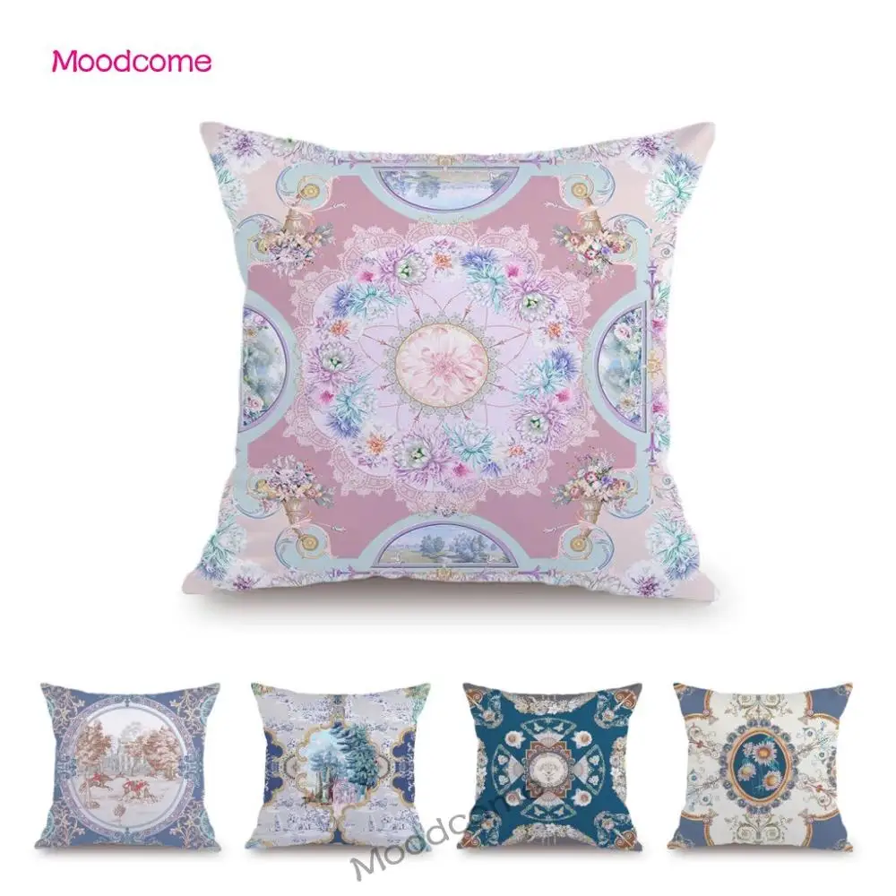Pink Princess Flower Royal Court Luxury Design Soft Velvet Floral Elegant Decoration Pillow Case Europe Noble Art Cushion Cover