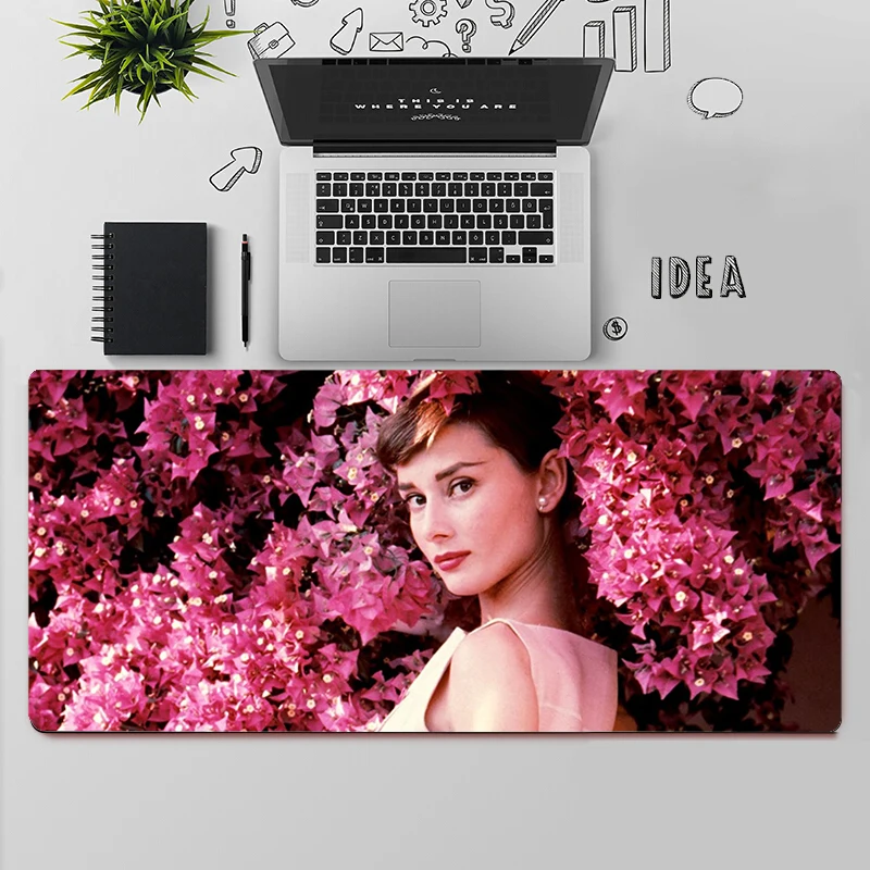 Audrey hepburn gaming mouse pad grande mouse pad pc gamer computador mouse tapete grande mousepad xxl tapete teclado tapete de mesa mause