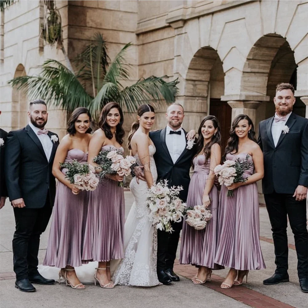 Vestido de dama de honor Formal para boda, vestido sin mangas con hombros descubiertos, Espalda descubierta, largo hasta el suelo, color rosa polvoriento