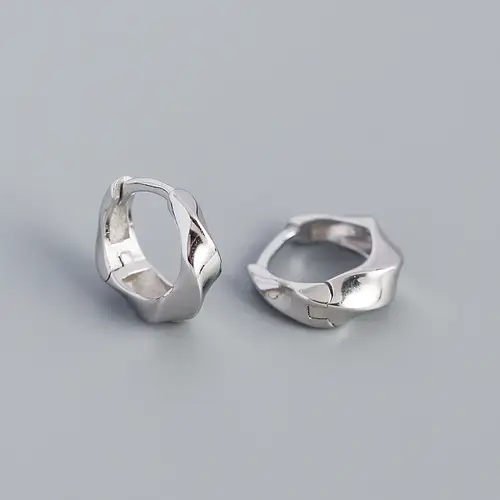 WANTME 925 Sterling Silver Minimalism Glossy Huggies Earrings for Women Bohemian Twisted Goth Hoop Earring Punk Piercing Jewelry - Image 7