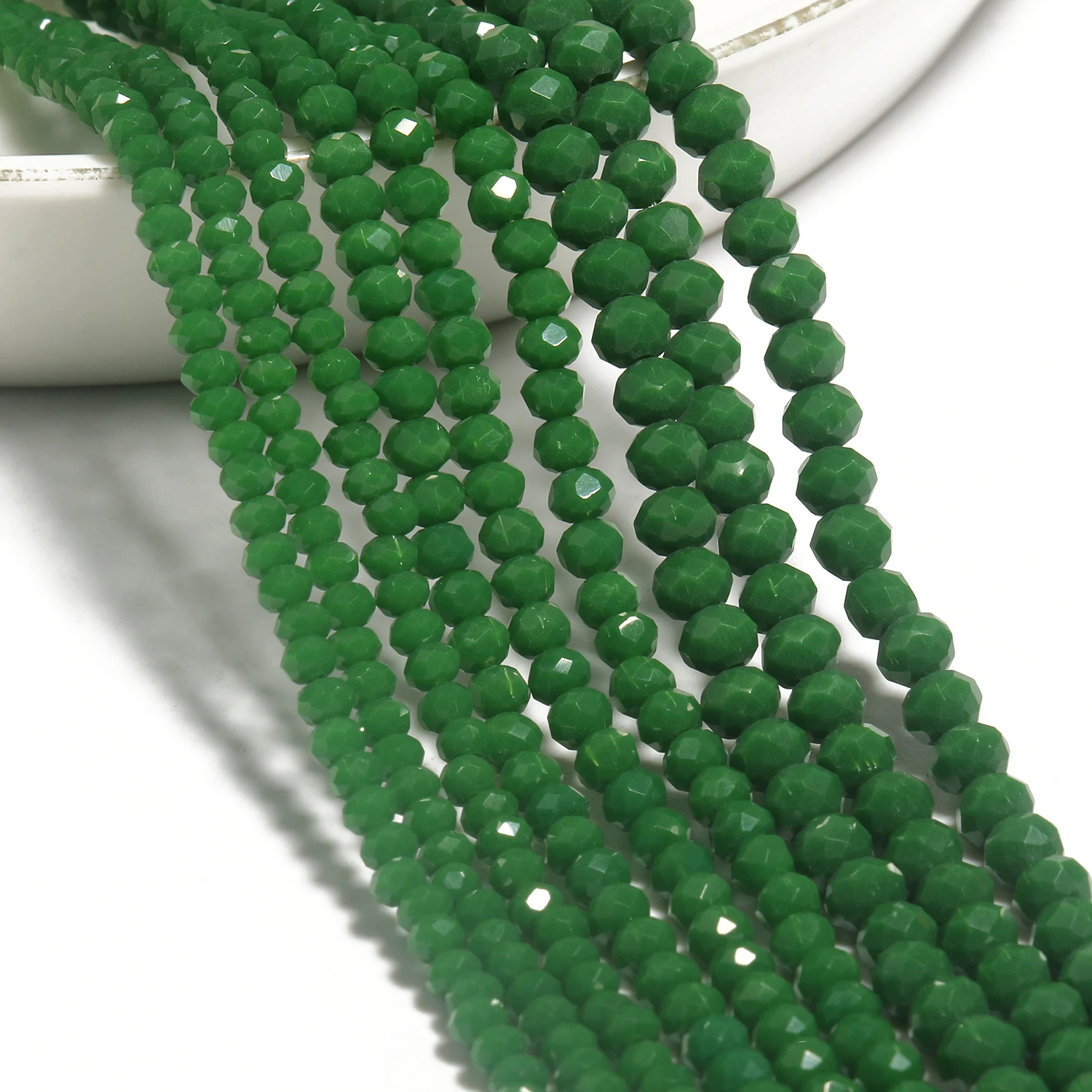 15inch 2 3 4mm Small Mini Opaque Deep Green Faceted Crystal Glass Rondel Beads for Jewelry Making DIY Handmade Bracelet Earrings