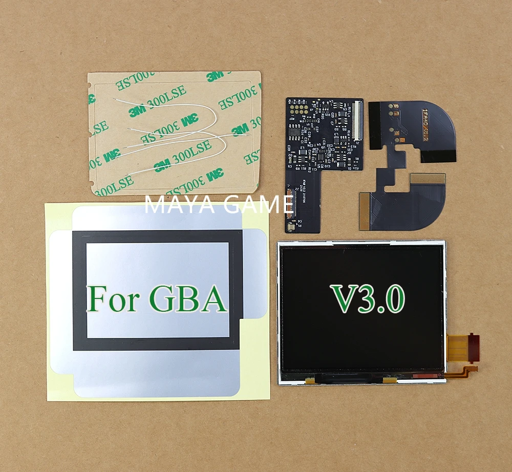 مجموعة واحدة لـ GBA RETRO PIXEL نقطة إلى نقطة لـ Gameboy Advance New IPS V3 شاشة LCD عالية السطوع شاشة الإضاءة الخلفية