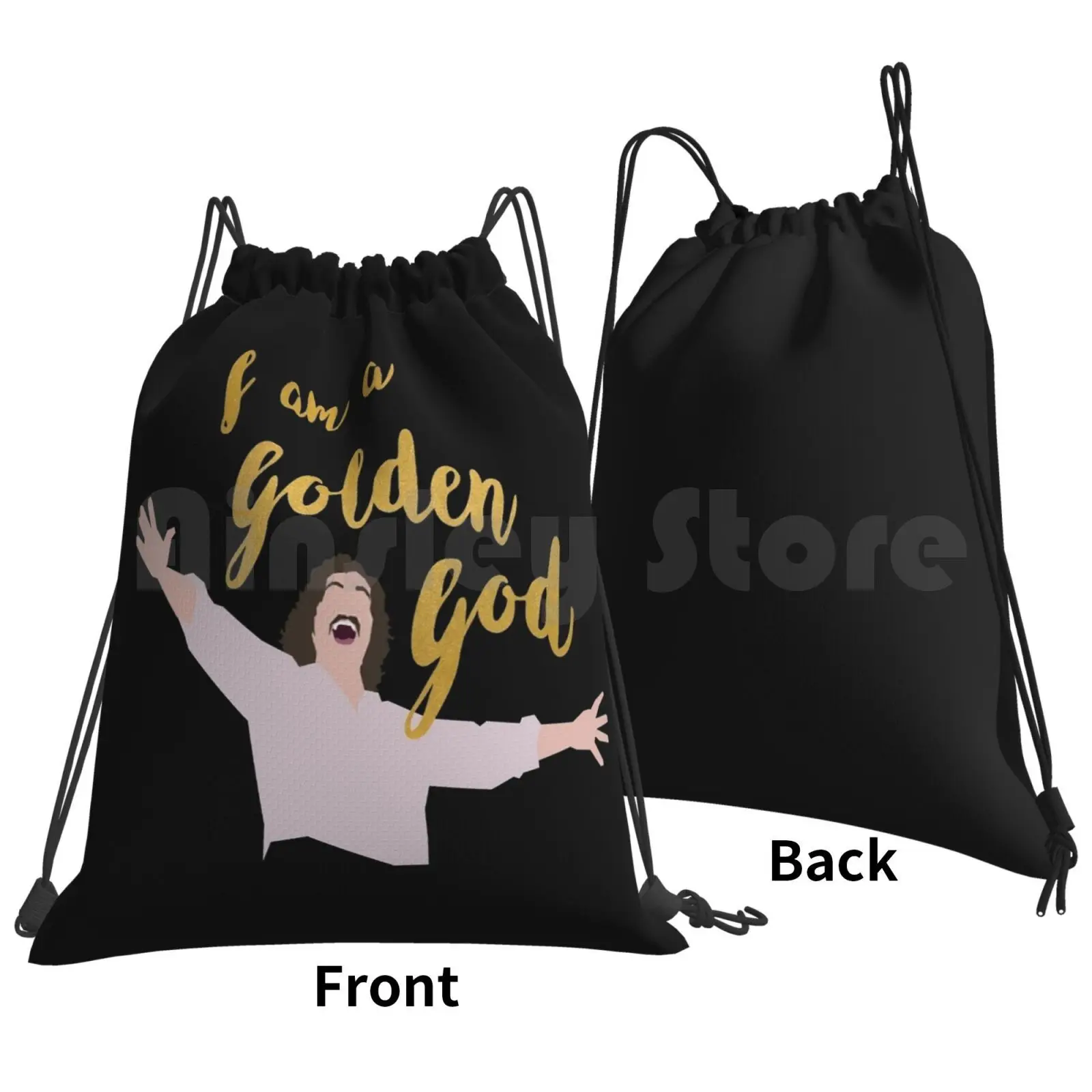 Golden God In Black Backpack Drawstring Bags Gym Bag Waterproof God Gold Golden Golden God Hero Almost Famous Stillwater