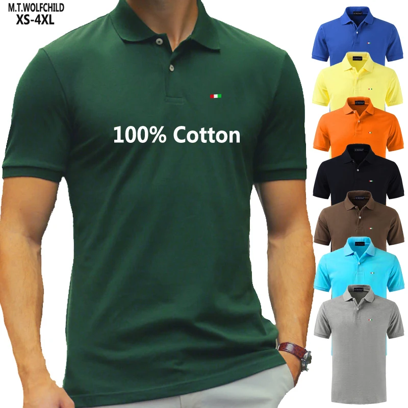 Polos de manga corta para hombre, camisas 2021 de algodón, informales, de Color sólido, a la moda, para verano, 100%