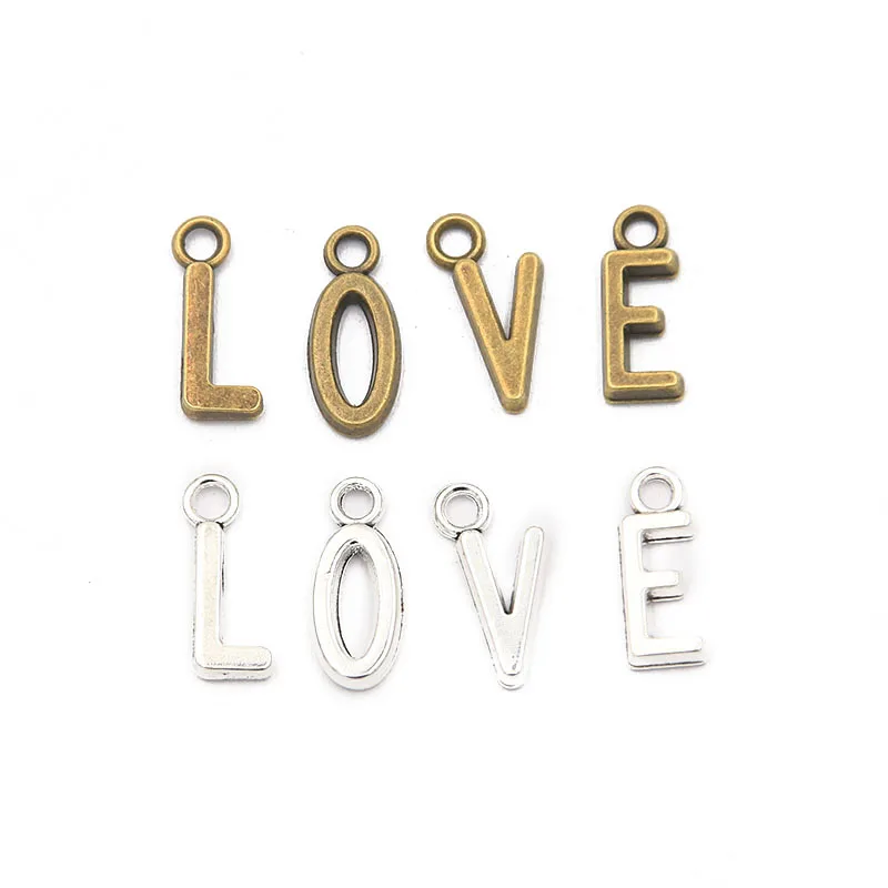 26Pcs 7X17MM Antique Bronze Metal Zinc Alloy English Letter A-Z Charms Fit Jewelry Pendant DIY Necklaces Bracelets Bags Makings