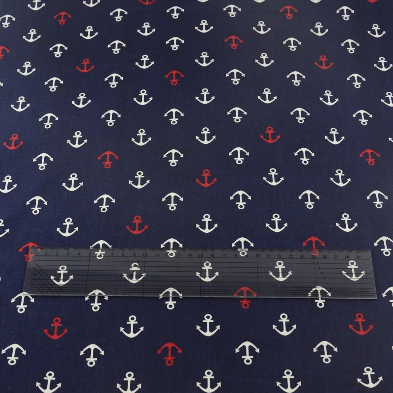 

African Fabric Telas De Algodon Para Patchwork Dark Blue Sea Anchors 100% Cotton Textile Fabric Meter Tissu Christmas Material