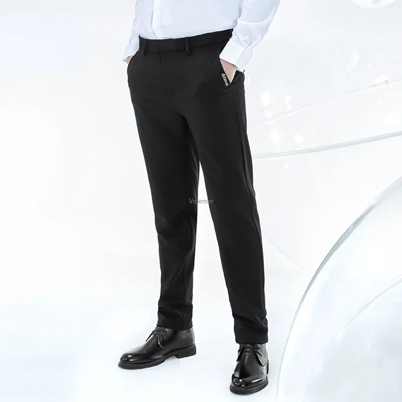Pantalones casuales de negocios para hombres, Pantalones rectos, elásticos, ajustados, estilo clásico, moda de invierno