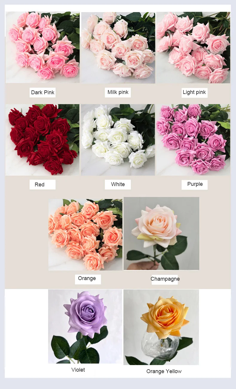 15 Stück/Set Hochwertige Künstliche Blumen Deko-Rosen Latex-Blumen Heimdekoration Echt Aussehende Rosen Hochzeits-Brautstrauß-Blumen – Detail 3