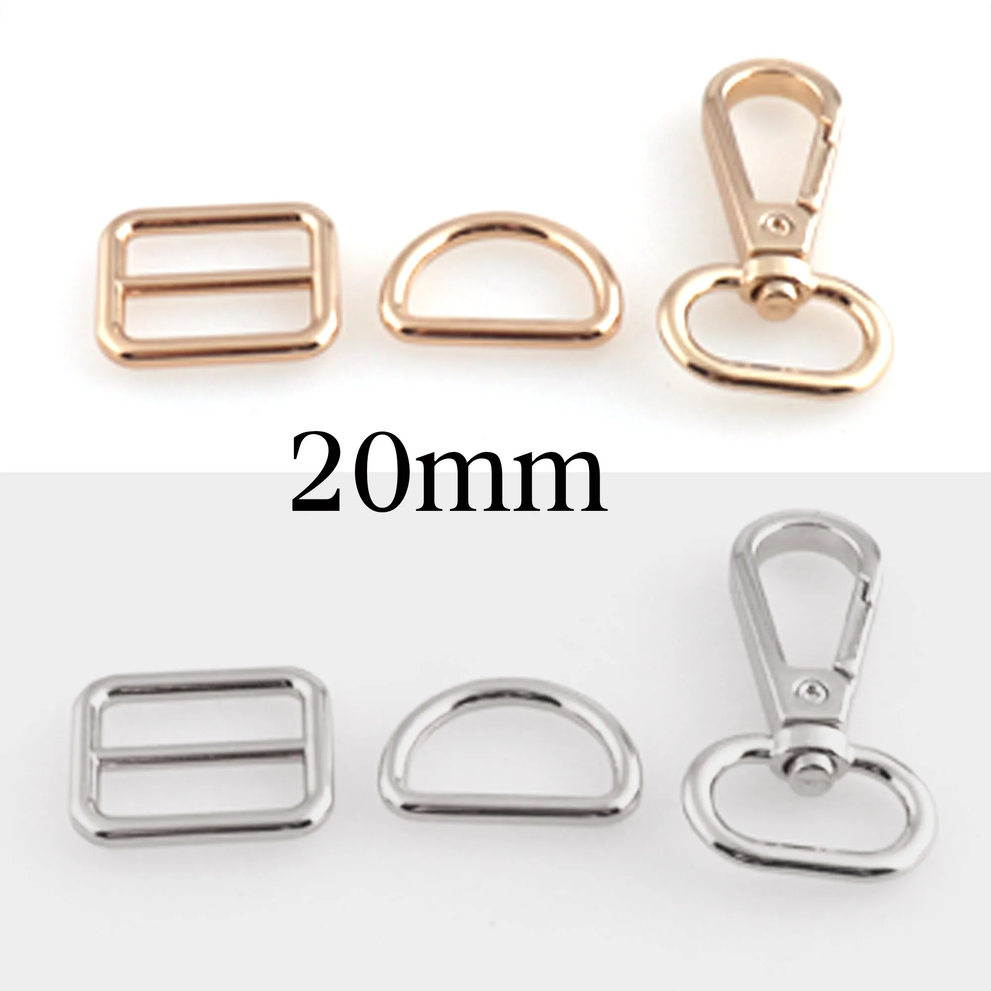 6 SETS(18 pcs)silver/pale Gold Lobster Swivel Clasps Trigger snap D Ring Slide Buckles Adjuster Buckles webbing belt for purse