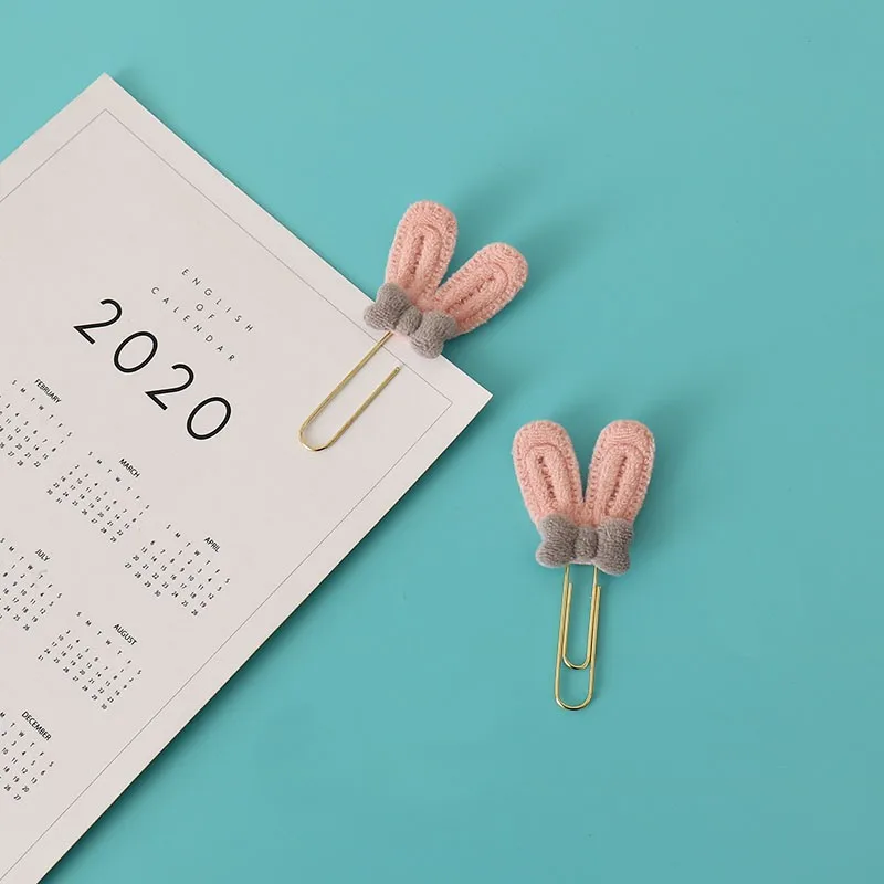 2 Pcs Cute Candy Color rabbit Metal Gold Paper Clip Office Lady Style School Stationery Photo Decorative Supply Stationery H0532