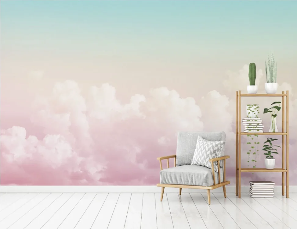 XUE SU Benutzerdefinierte große tapete wandbild schöne rosa himmel wolken wohnzimmer schlafzimmer TV hintergrund wand wand abdeckt