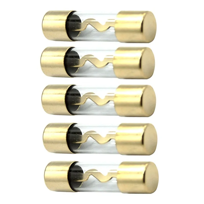 5Pcs 60A/80A/100A Fuse tube Fuse Gold Plated Glass AGU Fuse Holder Fuses Pack Car Audio Amp Amplifier New mini fuse