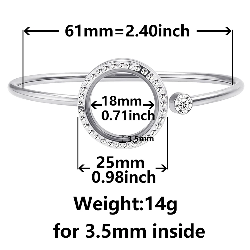 25mm Screw Floating Charm Bracelet Stainless Steel Bangles And Bracelets For Women Accessories Fashion Jewelry Twist Locket Gift