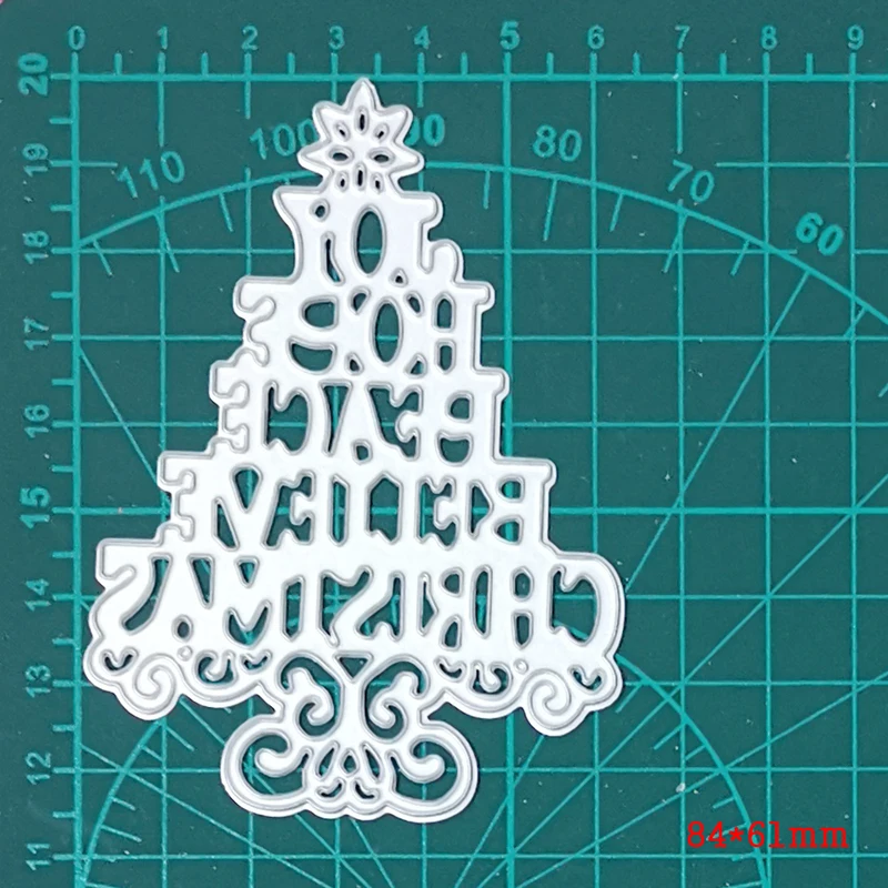 'Joy hope Beace Believe Christmas' Letter Xmas Tree Metal Cutting Dies For Scrapbooking Stencil Paper Album Card Decor Embossing