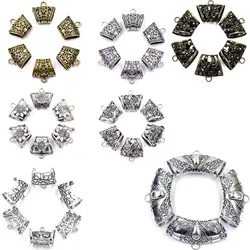 3Pcs Connector Pendants Wrap Scarf Bail Spacer Beads Flower Hollow Metal Charms For Jewelry DIY Finding