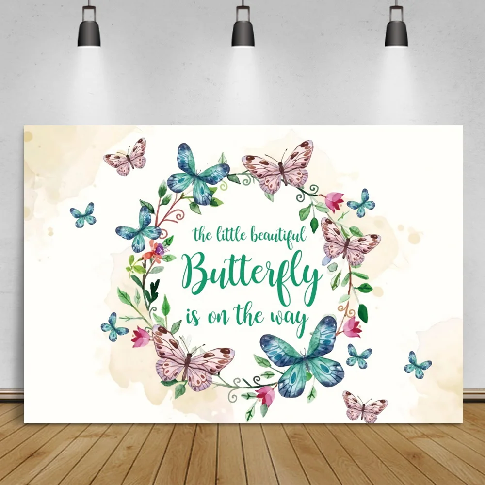 Laeacco Neugeborenen Hintergründe EIN Wenig Schmetterling ist Auf Dem Weg Blumen Glitters Baby Geburtstag Fotografie Kulissen Foto Studio