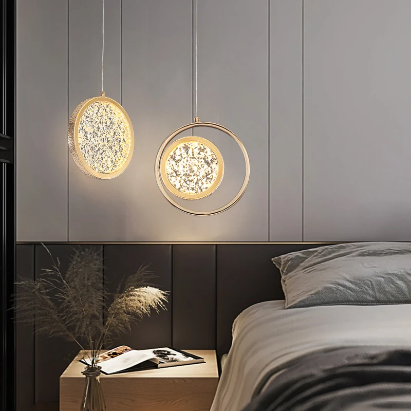 FKL Modern Round Mirror Small Chandelier Creative Bedroom Bedside Lamp Nordic Luxury Wine Cabinet Bar Chandelier