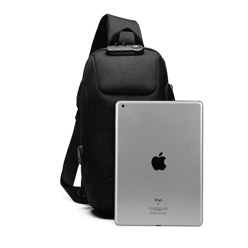 Bolso de pecho antirrobo con usb para hombre, bolsa de hombro informal, bolsa de mensajero impermeable, bolsa de viaje de corta distancia, novedad de 2020