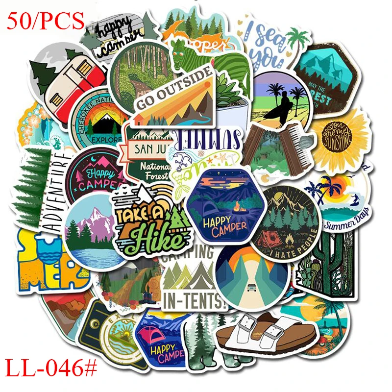 LL-046# 50/pcs Outdoor adventure tourism PVC sticker Personalized graffiti sticker Bike Phone Sliding Plate Graffiti Styling