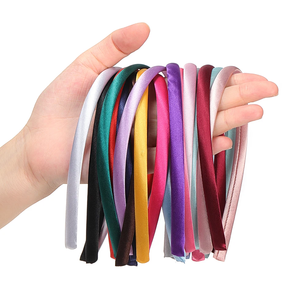 10pcs 9mm Fabric Headband Hair Head Hoop Headband Hair Band Coloful Headwear for Blank Base Setting Hair Jewelry DIY Accessories