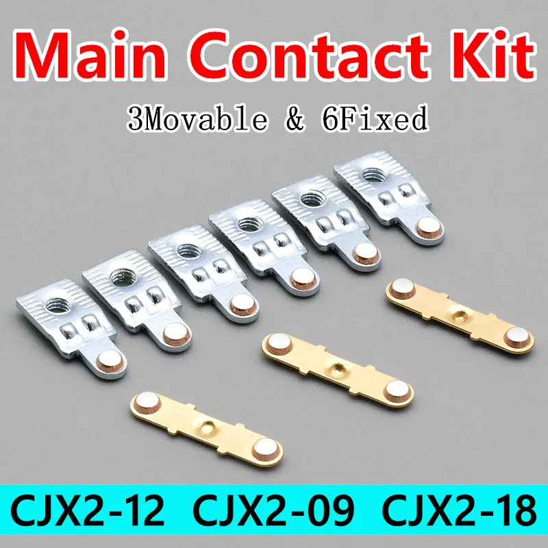 Main Contact Kit For AC Contactor CJX2 1210 1810 0910 Moving and Fixed Contacts CJX2 1201 1801 0901 Contactor Spare Parts 220V