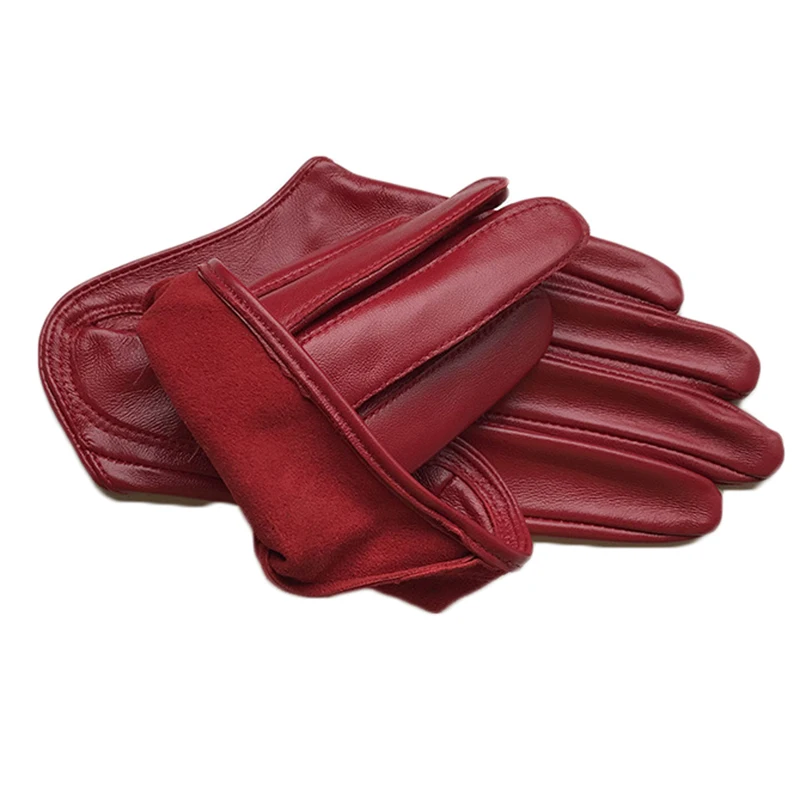 Genuine Leather Gloves for Women, Pure Sheepskin, Short Style, Black, Elegant Female Mittens, S2885, 2024