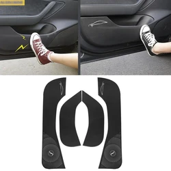 Interior Door Anti Kick Pad Protection Mat Carbon Fiber leather 3D Stickers car Accessories for tesla model 3 2019 2020 2021