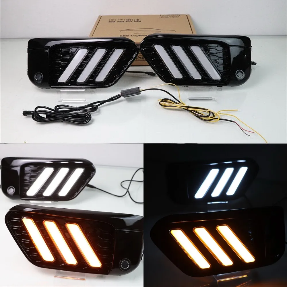 

July King Car Daytime Running Lights Case for BMW X1 F48 F49 2016-2019, LED 6000K White DRL + Streamer Yellow Turn Signals