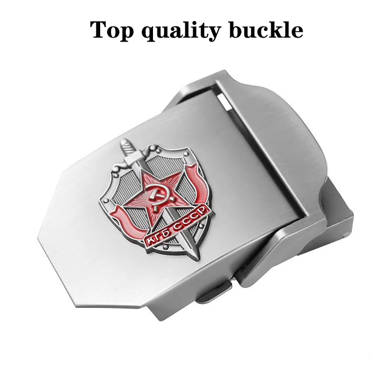 SupSindy Man Canvas Belt 3D Soviet Glory KGB Metal Buckle Jeans Belts for Men CCCP Army Military Tactical Belts Male Strap Black